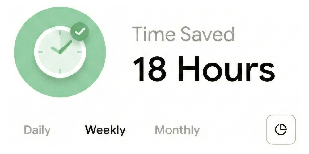 Metric showing 18 hours saved each week.
